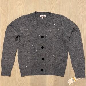 Nanette Lepore Gray Button down Sweater with Button Detail